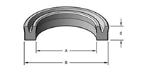 3/16 Inch (in) Height, 1/4 Inch (in) Inside Diameter, and 1/2 Inch (in) Outside Diameter Unloaded High Performance Symmetrical U-Cup Seal - 2